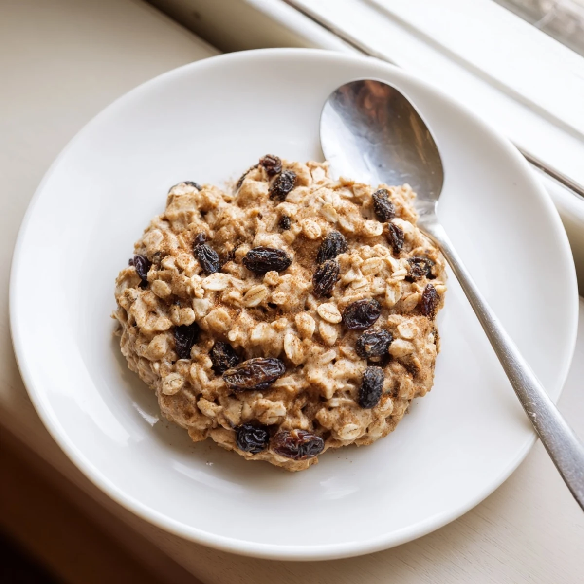 Soft-baked oatmeal raisin breakfast cookies, golden brown and perfectly textured, ready to enjoy for breakfast.