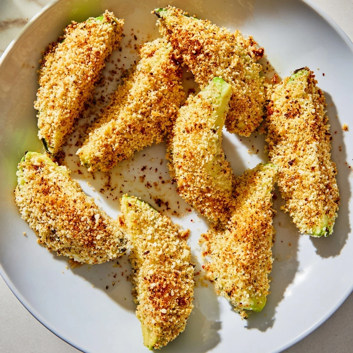Crispy Baked Avocado Fries, golden and sizzling, are ready for dipping with zesty lemon and aioli.