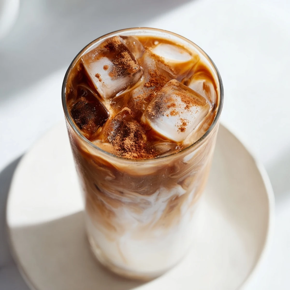 Swirling a beautiful Brown Sugar Oat Latte, promising sweet coffee refreshment with oat milk.