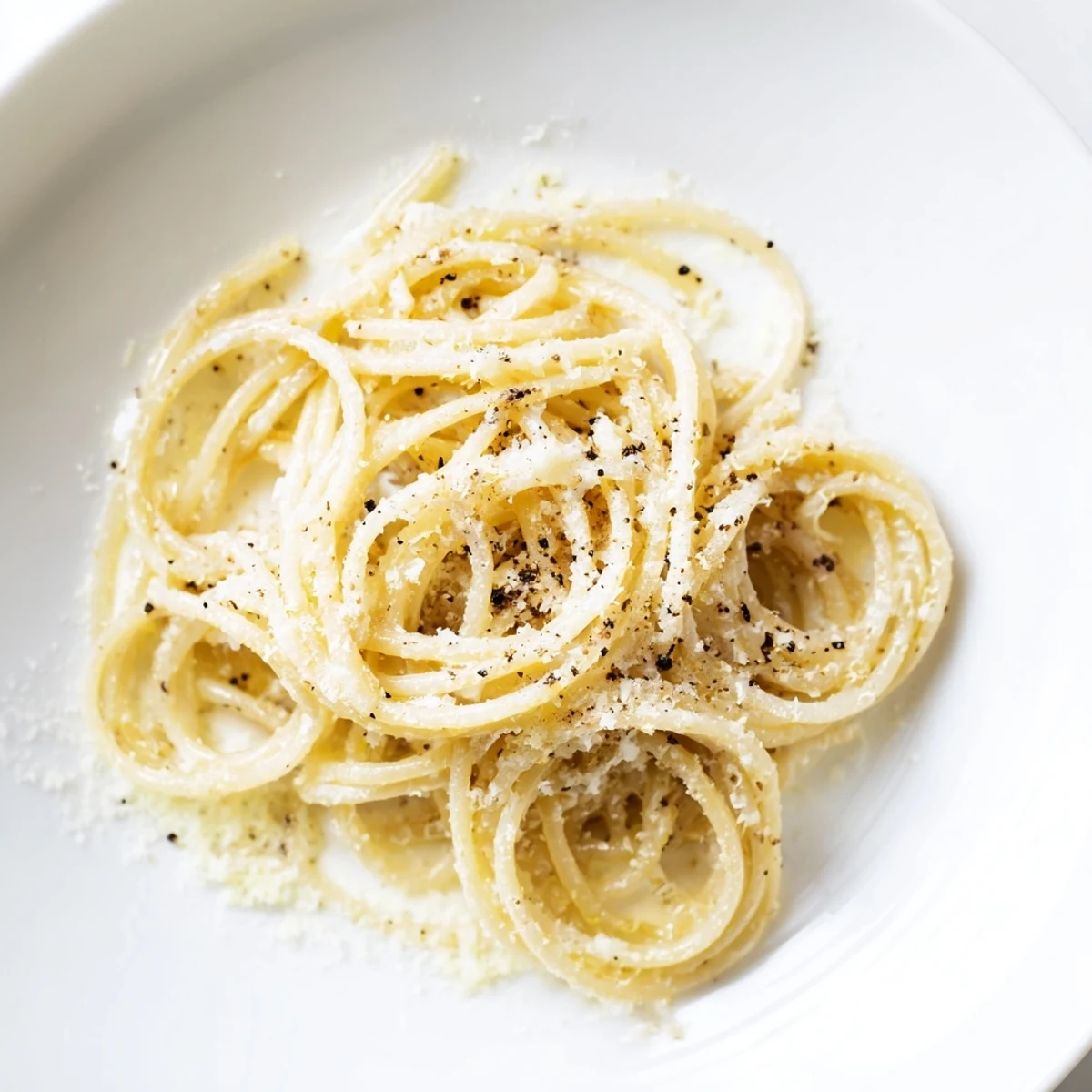 Creamy Lazy Girl Three-Ingredient Pasta, glistening with Parmesan, a quick Italian comfort food.