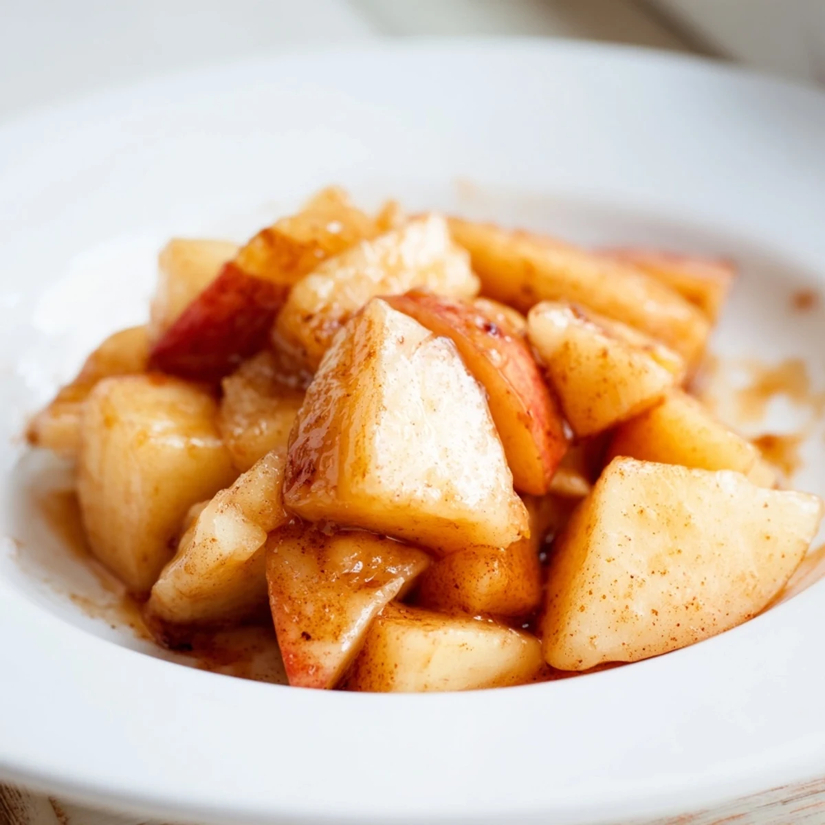 Warm, cinnamon-infused Slow Cooker Stewed Apples creating a delicious breakfast topping or dessert.
