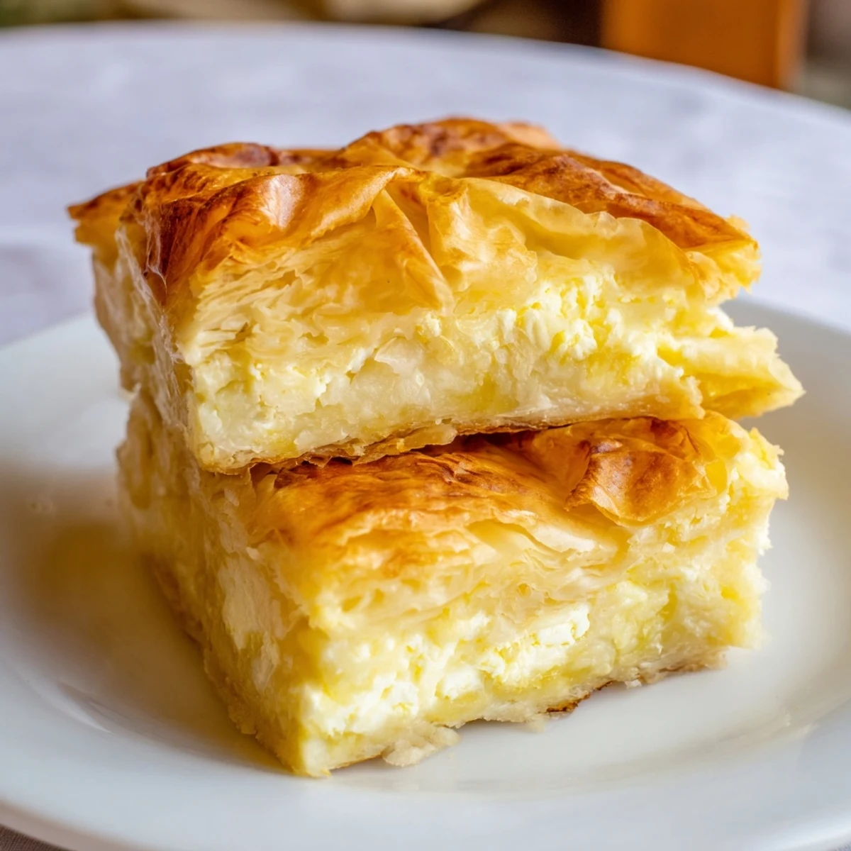 Flaky, golden Banitsa, a traditional Bulgarian pastry filled with cheese, baked until delightfully crisp and ready.