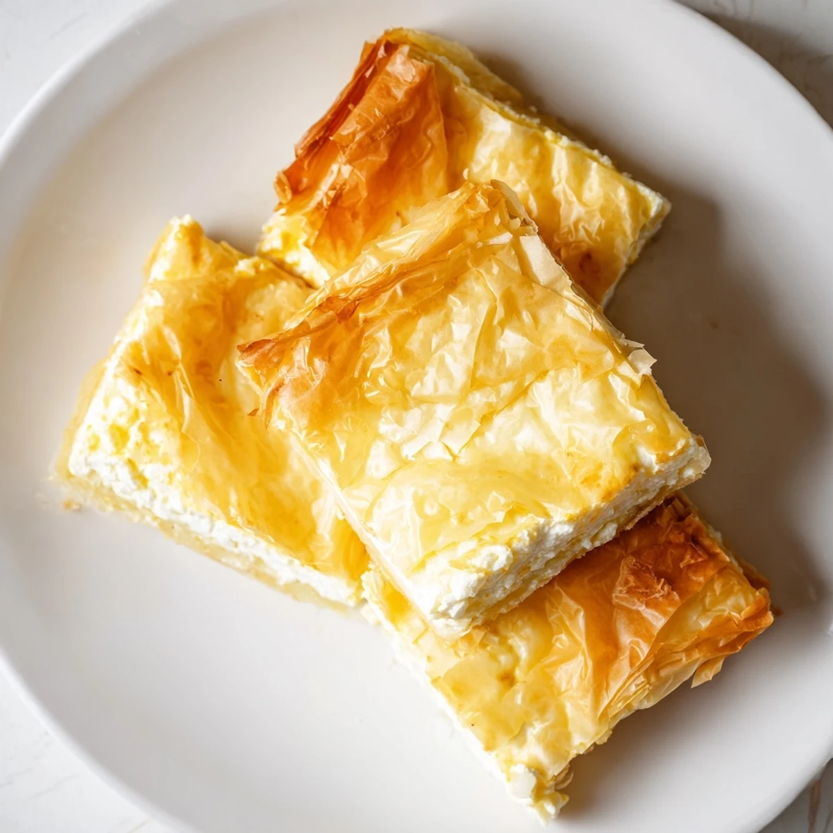 Golden-brown Bulgarian Banitsa, a savory pastry with flaky layers and creamy feta filling, ideal for breakfast.