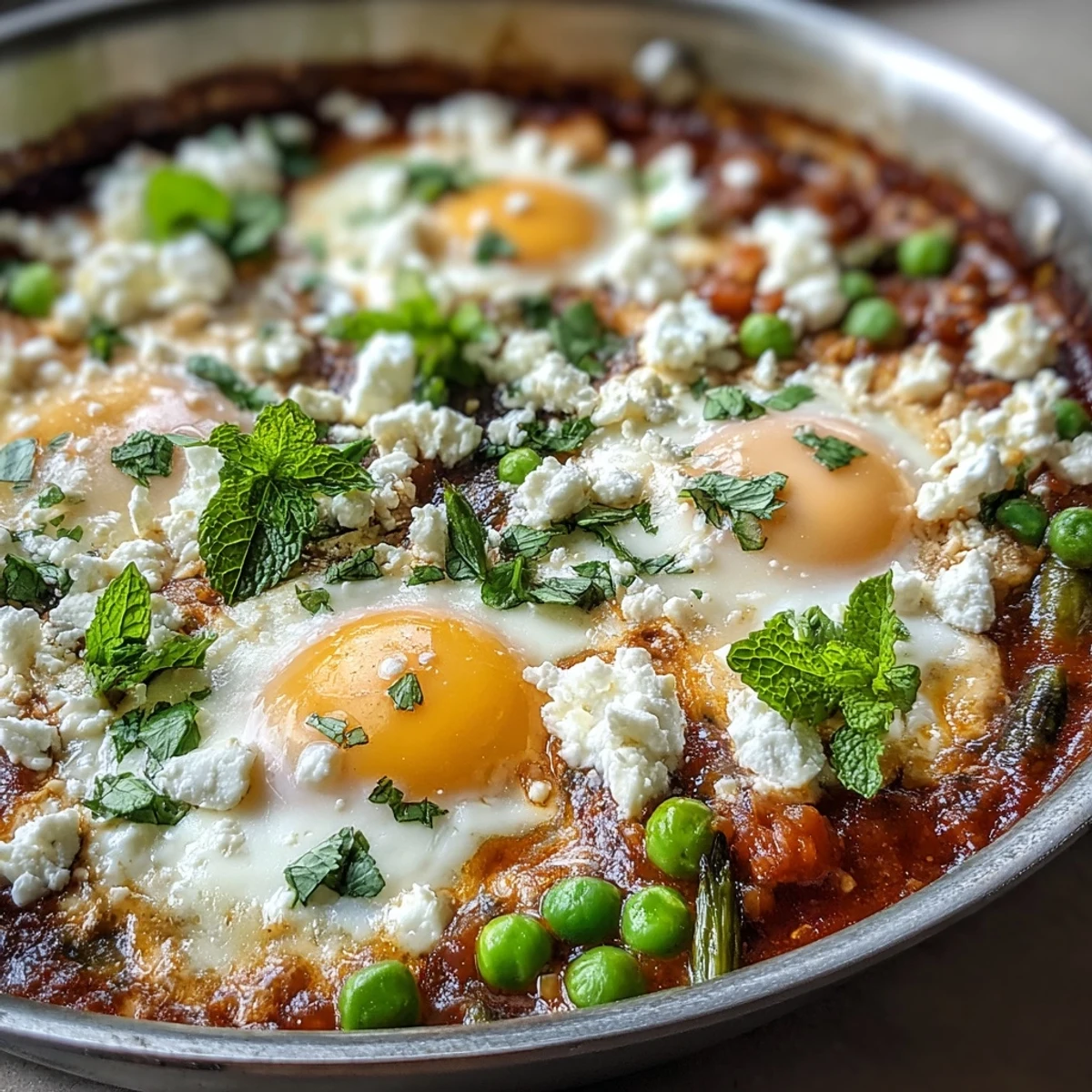 This hearty Pea and Broad Bean Shakshuka is perfect for brunch or a light dinner.