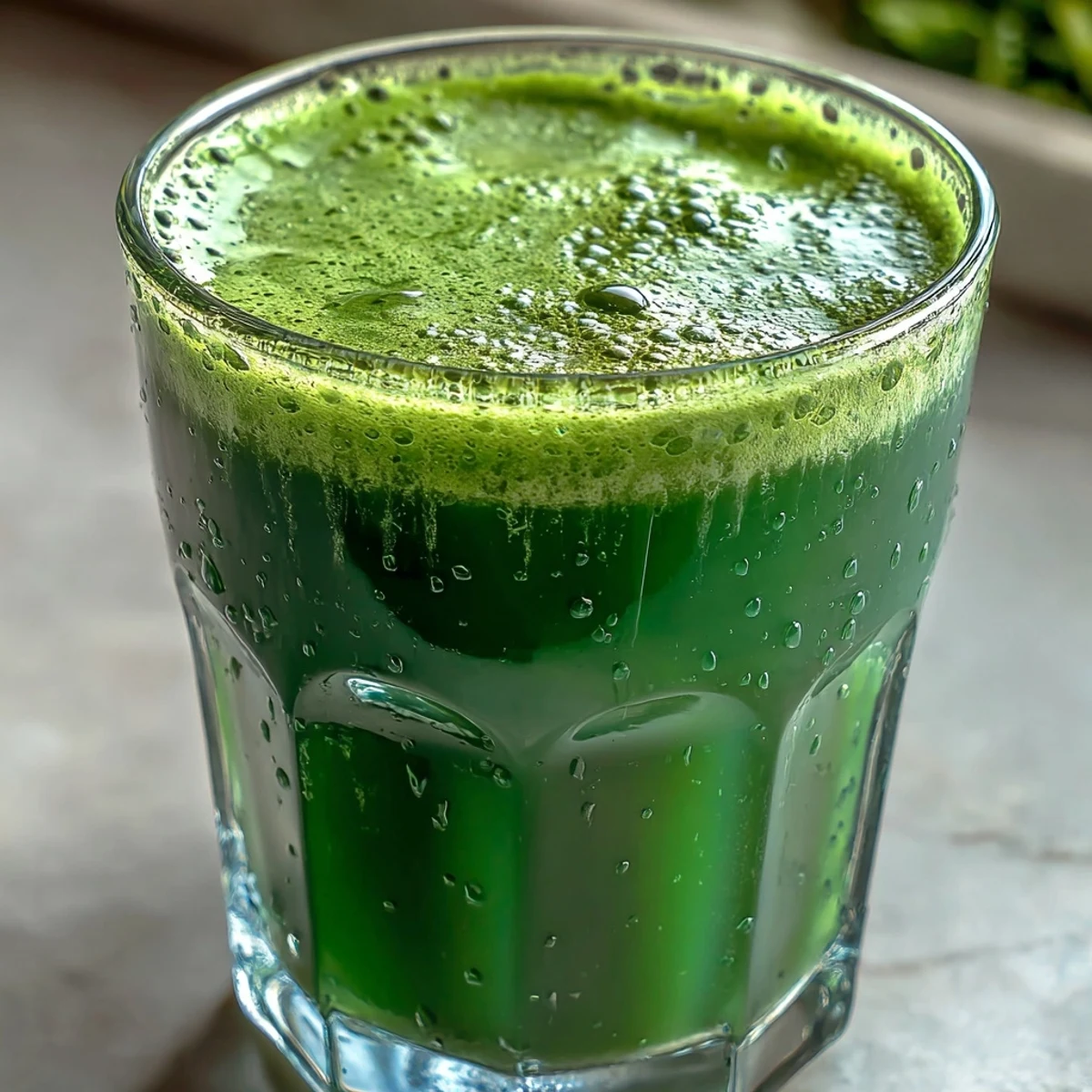 Bright Cabbage and Kale Detox Juice, perfect for a healthy morning boost.