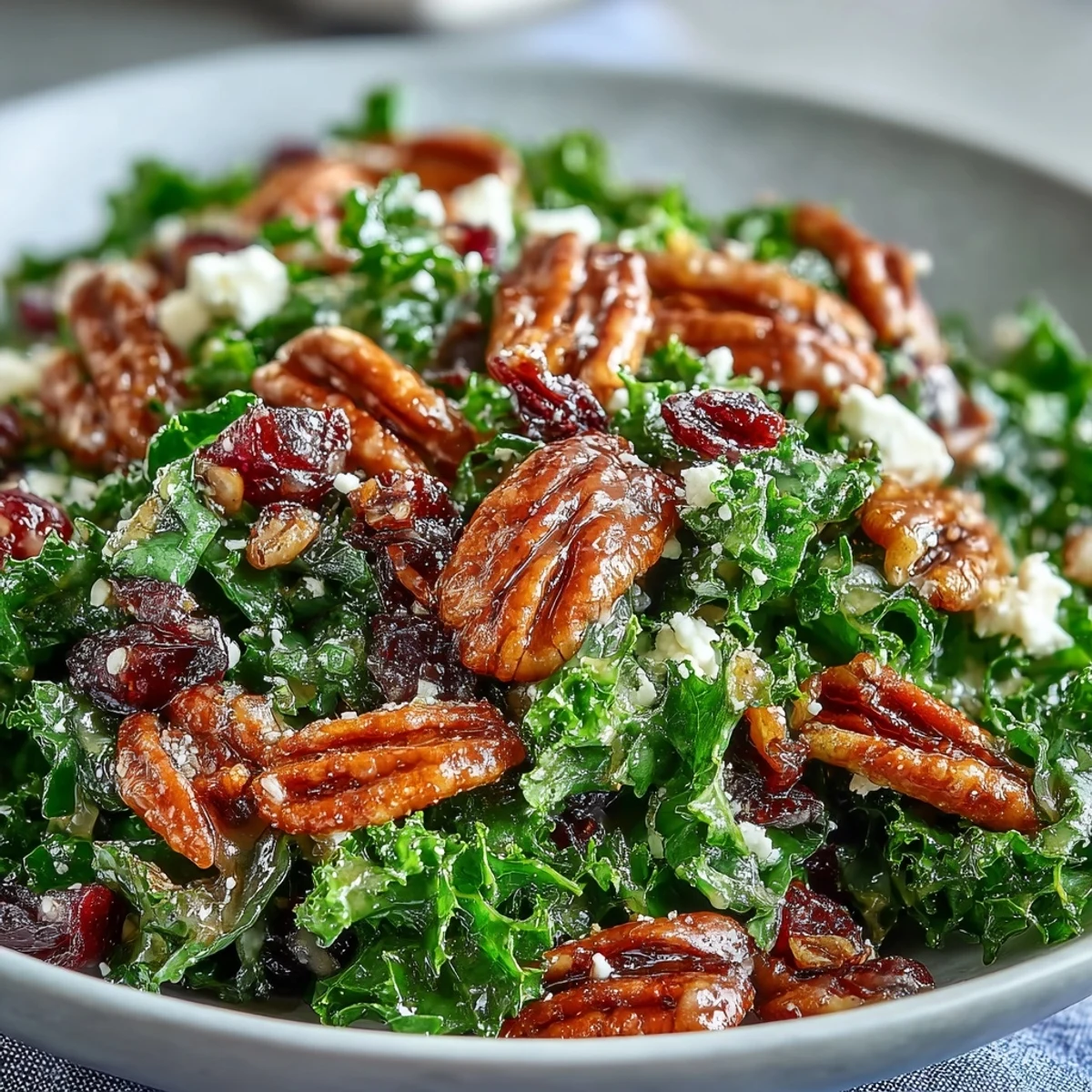 Freshly prepared Warm Kale Salad With Maple Mustard Dressing served as a comforting, vegetarian, gluten-free side for a cozy dinner.