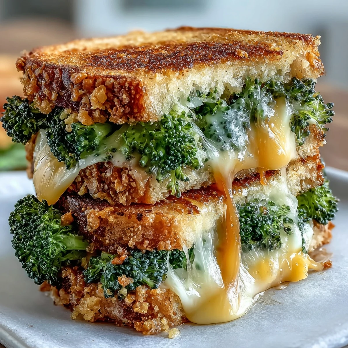 Comforting sandwich featuring tender roasted broccoli and gooey sharp cheddar.