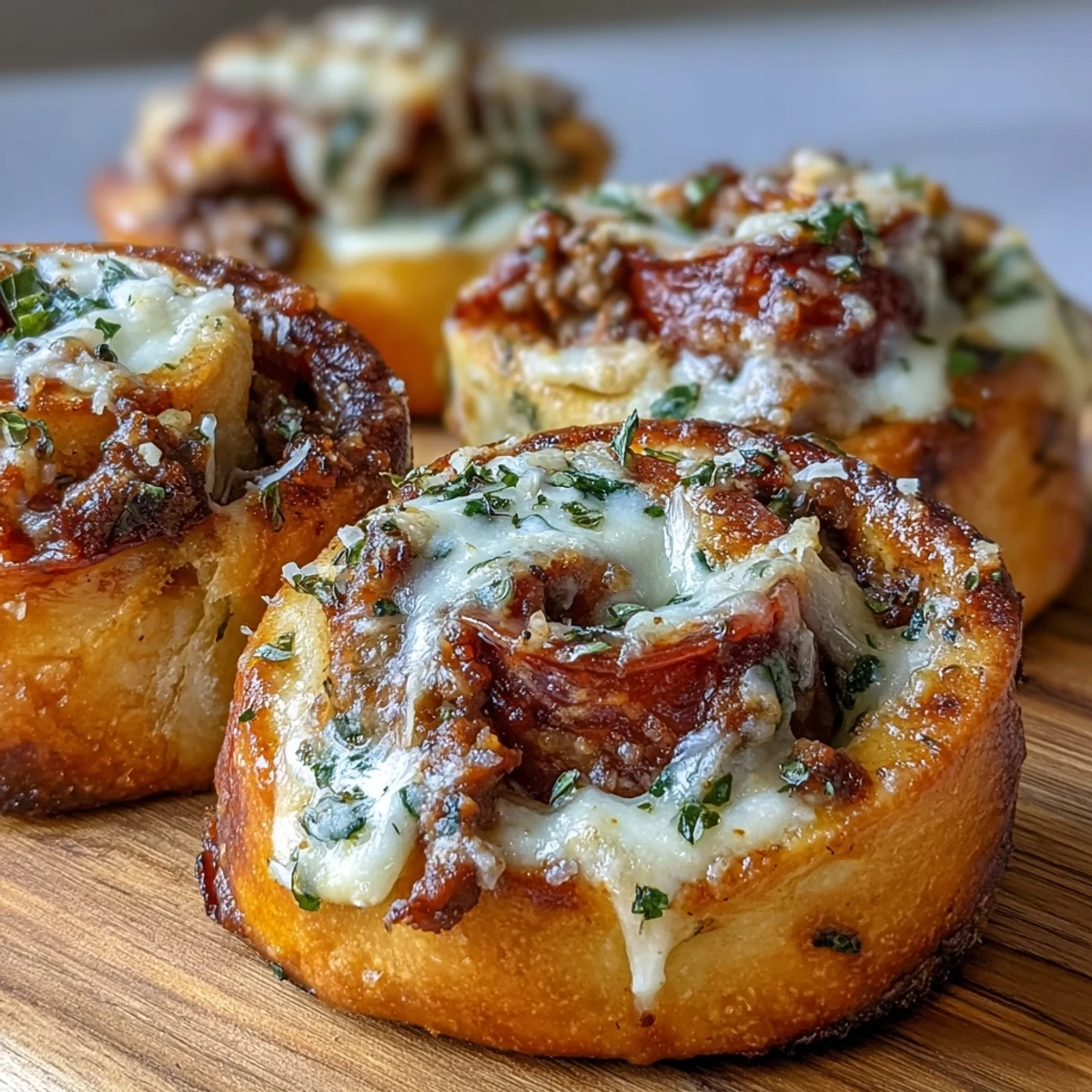 Golden Irresistible High Protein Pepperoni Pizza Rolls served warm with a small bowl of marinara dipping sauce on the side.