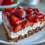 Festive Strawberry Pretzel Salad dessert, a layered sweet and salty treat ready for parties.
