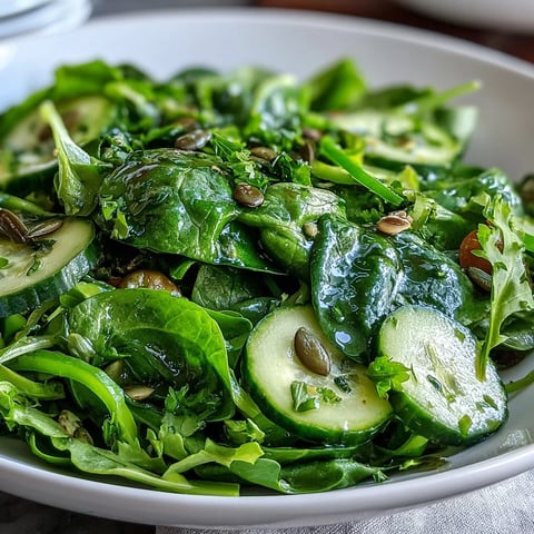 Vibrant Glowing Green Salad bursting with crisp fresh vegetables and tangy lemon dressing.