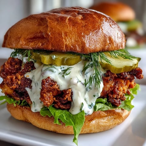 Golden-brown, ultra-crispy Spicy Chicken Sandwich stacked on a toasted brioche bun with fresh lettuce and pickles.