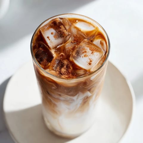 Swirling a beautiful Brown Sugar Oat Latte, promising sweet coffee refreshment with oat milk.