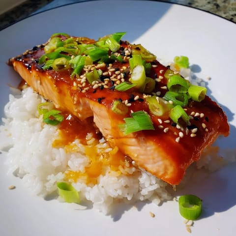 Sticky Orange Salmon Rice