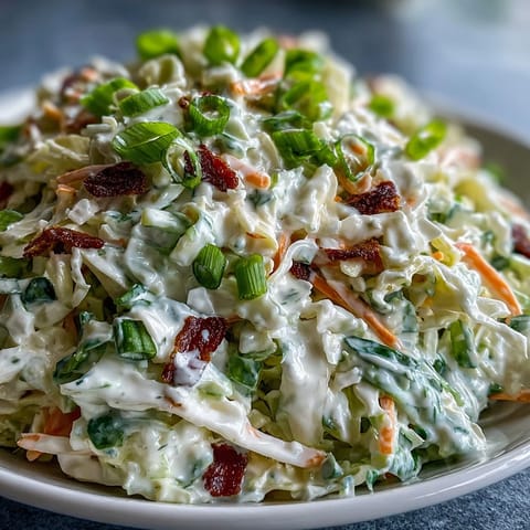 A vibrant bowl of Best Cabbage Coleslaw, featuring shredded green and red cabbage tossed with creamy dressing.