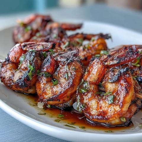 Vibrant Jerk Seasoning Shrimp Skewers with smoky grilled flavor, juicy shrimp, and a side of creamy coconut rice for a tropical dinner.  