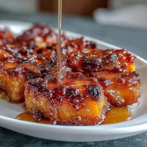 A comforting dish of tender candied yams topped with gooey melted marshmallows and vanilla glaze.