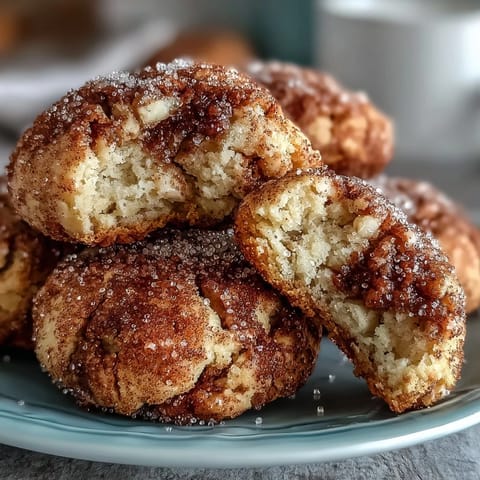 Soft cottage cheese snickerdoodle cookies rolled in cinnamon sugar, pillowy and golden with a tangy twist.  