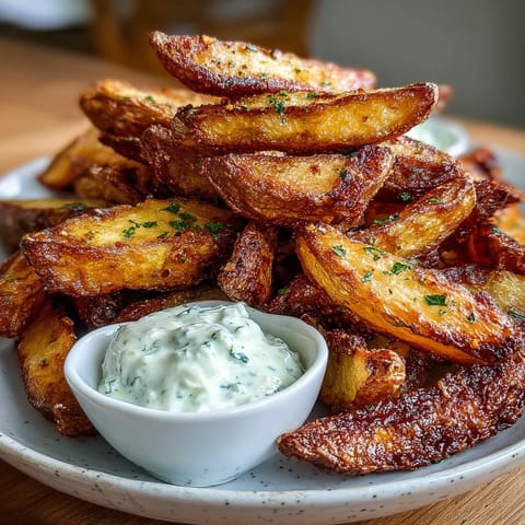 Crispy air fryer sweet potato fries seasoned with smoked paprika and served with creamy garlic aioli for dipping.