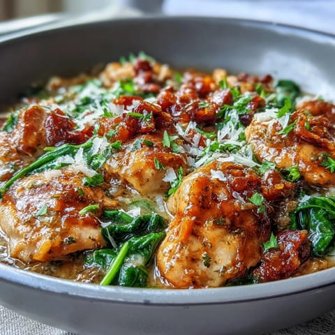 Cozy spring dinner featuring golden chicken, bright lemon zest, and wilted spinach in a comforting one-pot orzo dish.  