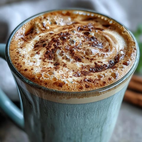 Creamy Adaptogens Latte with ashwagandha and reishi, a warm, whisked vegan morning sip.