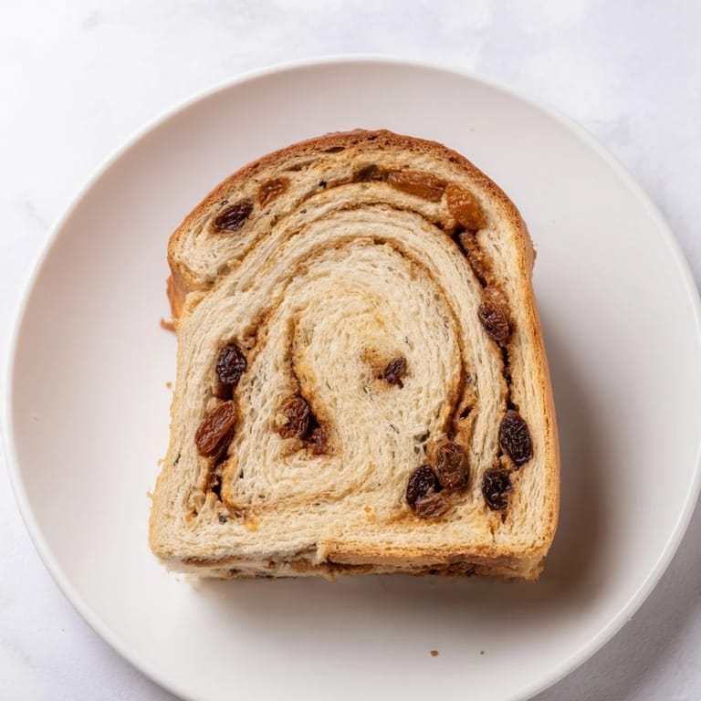 Beautifully baked Homemade Cinnamon Swirl Raisin Bread, perfect as a breakfast treat with a rich aroma.