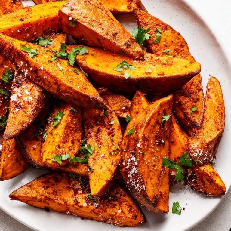Deliciously seasoned and perfectly cooked, these oven-baked sweet potato wedges are a healthier treat.