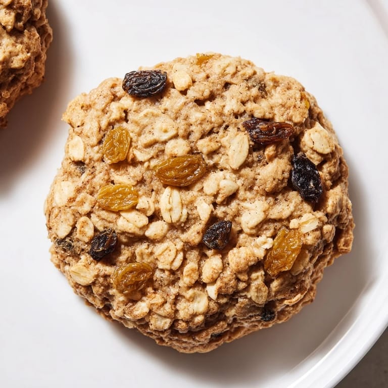Golden-brown oatmeal raisin breakfast cookies, soft-baked and waiting to be enjoyed with a glass of milk.