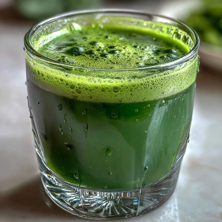 Enjoy this nutrient-rich Cabbage and Kale Detox Juice, chilled and invigorating.