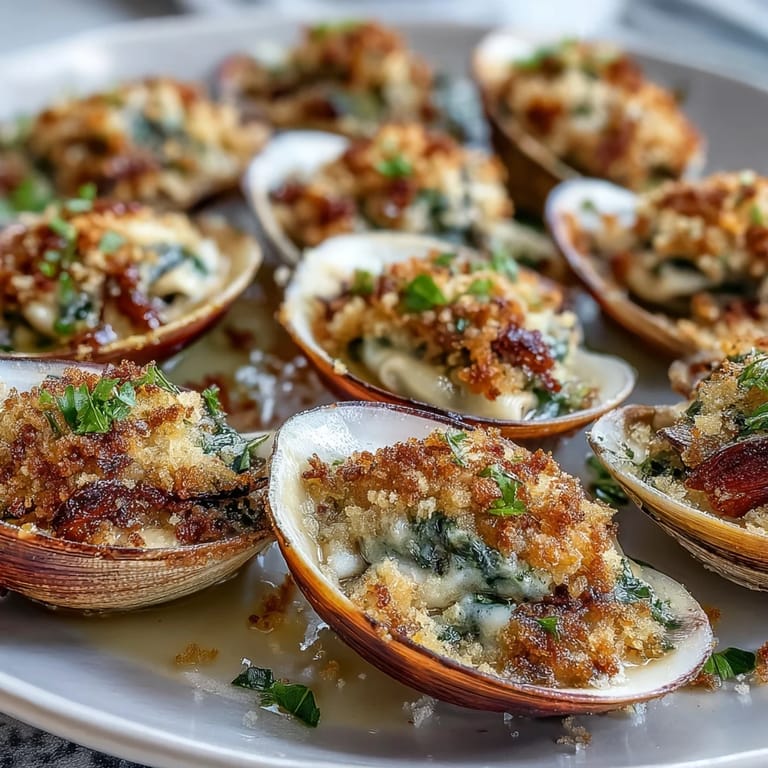 Golden-brown roasted clams with lemony panko rest on rock salt, with lemon wedges nearby, perfect for pairing with a chilled Sauvignon Blanc.
