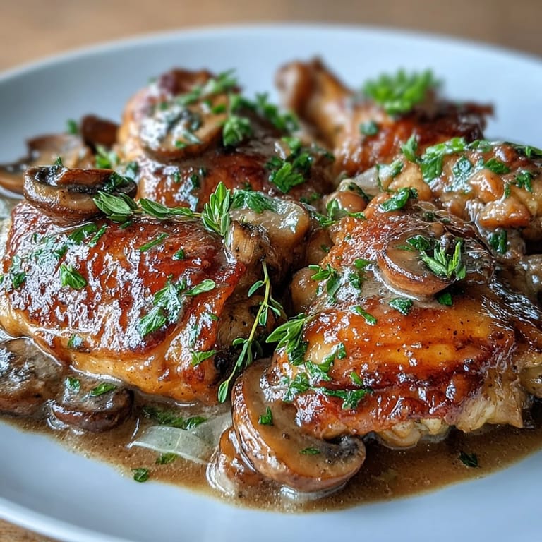 A fragrant pot of Coq au Vin Rosé with pink cream sauce, leeks, and thyme for an elegant dinner.