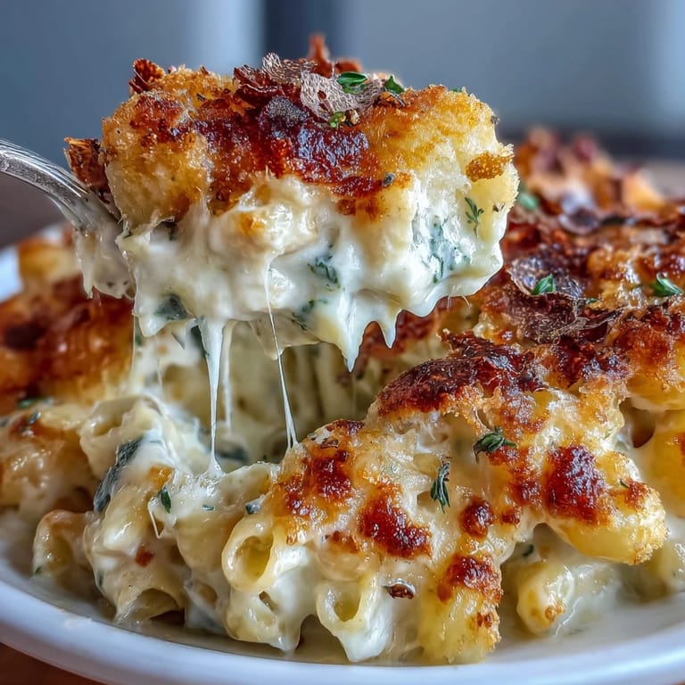 Creamy baked macaroni enveloped in Gruyère and cheddar, finished with rich truffle oil and delicate shaved black truffle.  