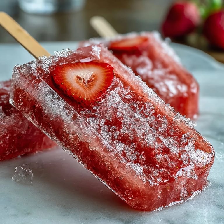 Easy Strawberry Mimosa Popsicles perfect for Galentine's Day, blending sweet strawberries with sparkling wine and fresh citrus.