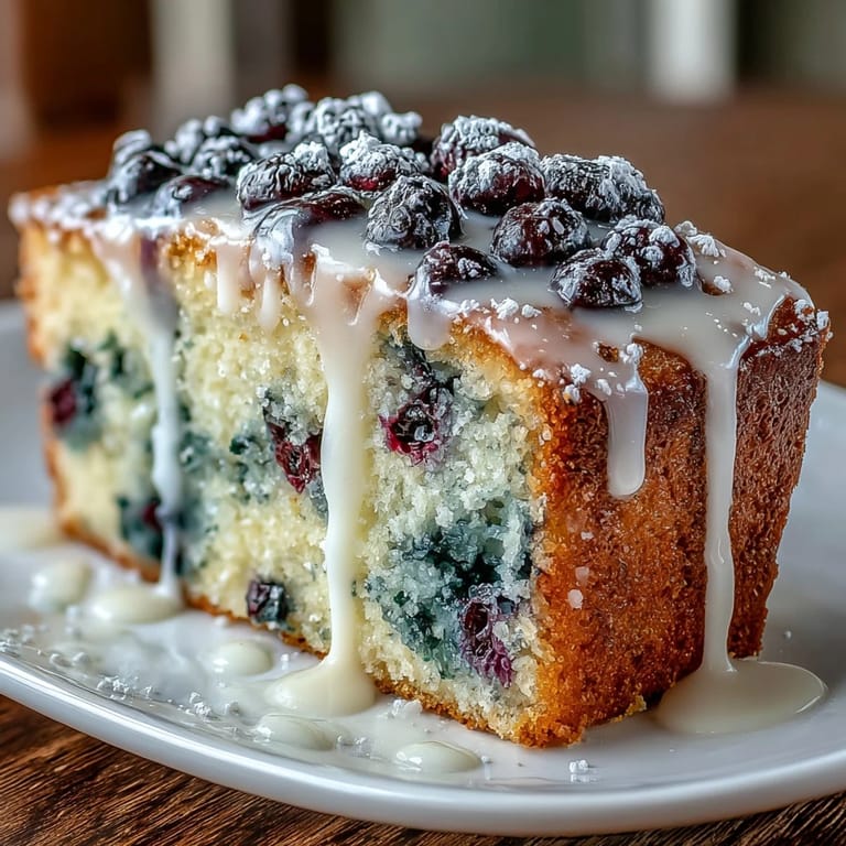 Moist lemon loaf bursting with juicy blueberries, perfect for baby showers and tea parties.