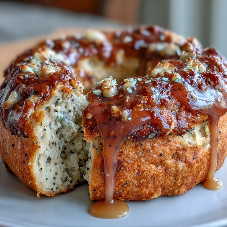 Golden, protein-packed bagels bursting with lemon zest and poppy seeds, topped with a tangy, sweet lemon glaze.  