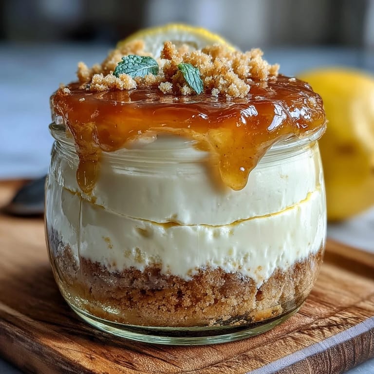 No-bake Limoncello cheesecake jars layered with smooth mascarpone cream, crisp biscuit base, and fresh lemon zest garnish.  