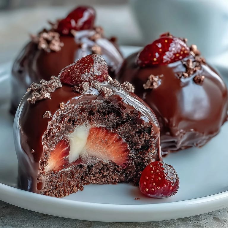 2. Decadent dark chocolate truffles infused with fresh strawberry, finished with shimmering gold dust for a touch of opulence.  