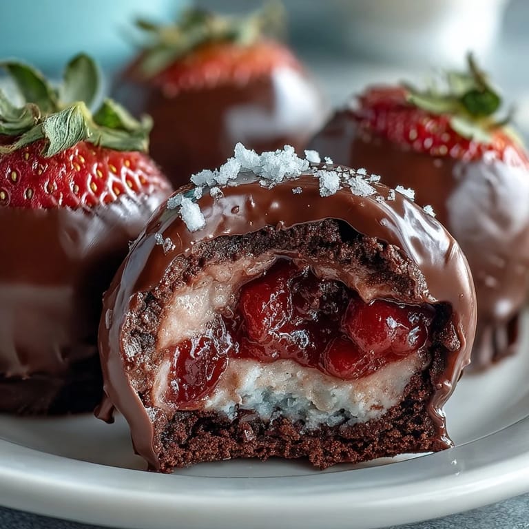 3. Handmade strawberry chocolate truffles rolled in freeze-dried powder and dusted with edible gold, ideal for special occasions.