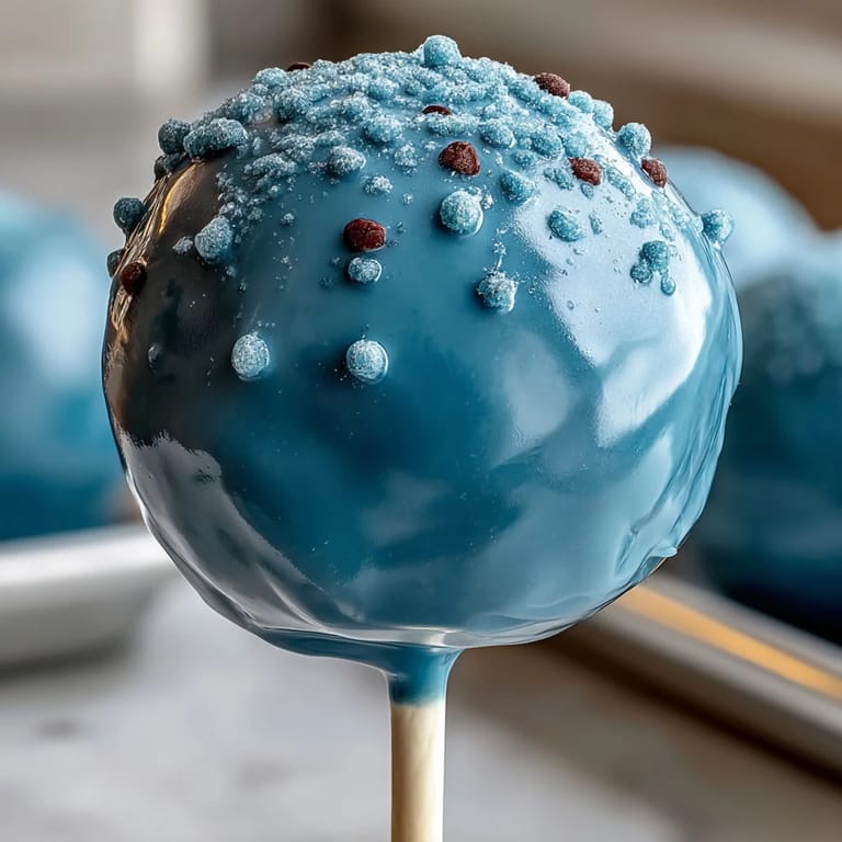 Bite-sized robins egg blue cake pops with speckled finish, ideal for Easter gatherings, baby showers, or springtime dessert displays.