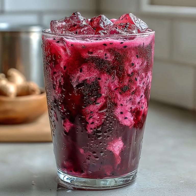 Refreshing Dragon Drink Refresher featuring tropical dragon fruit, coconut milk, and citrus, served over ice.