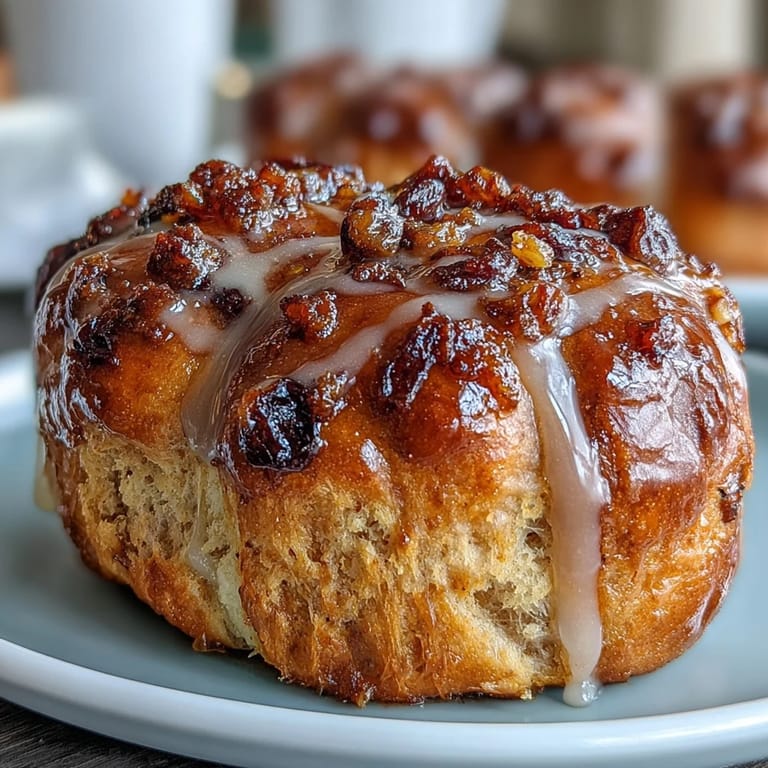 Golden Hot Cross Buns baked to perfection, topped with a delicate flour cross and fragrant citrus glaze.