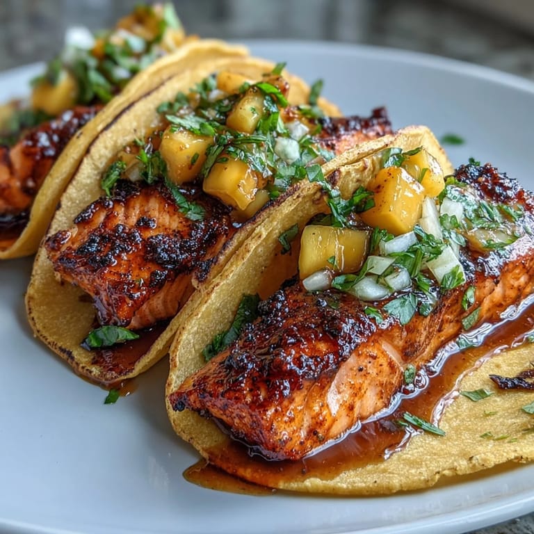 Easy grilled salmon tacos with smoky spices and bright mango salsa, perfect for a healthy summer meal.