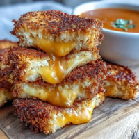 Mini grilled cheese dippers served with warm, creamy tomato soup for ultimate comfort.